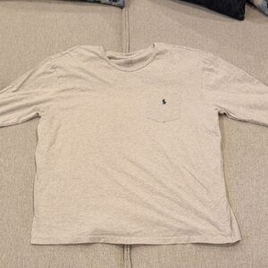 Polo by Ralph Lauren Light Gray Long Sleeve Pocket Tee with Navy Pony